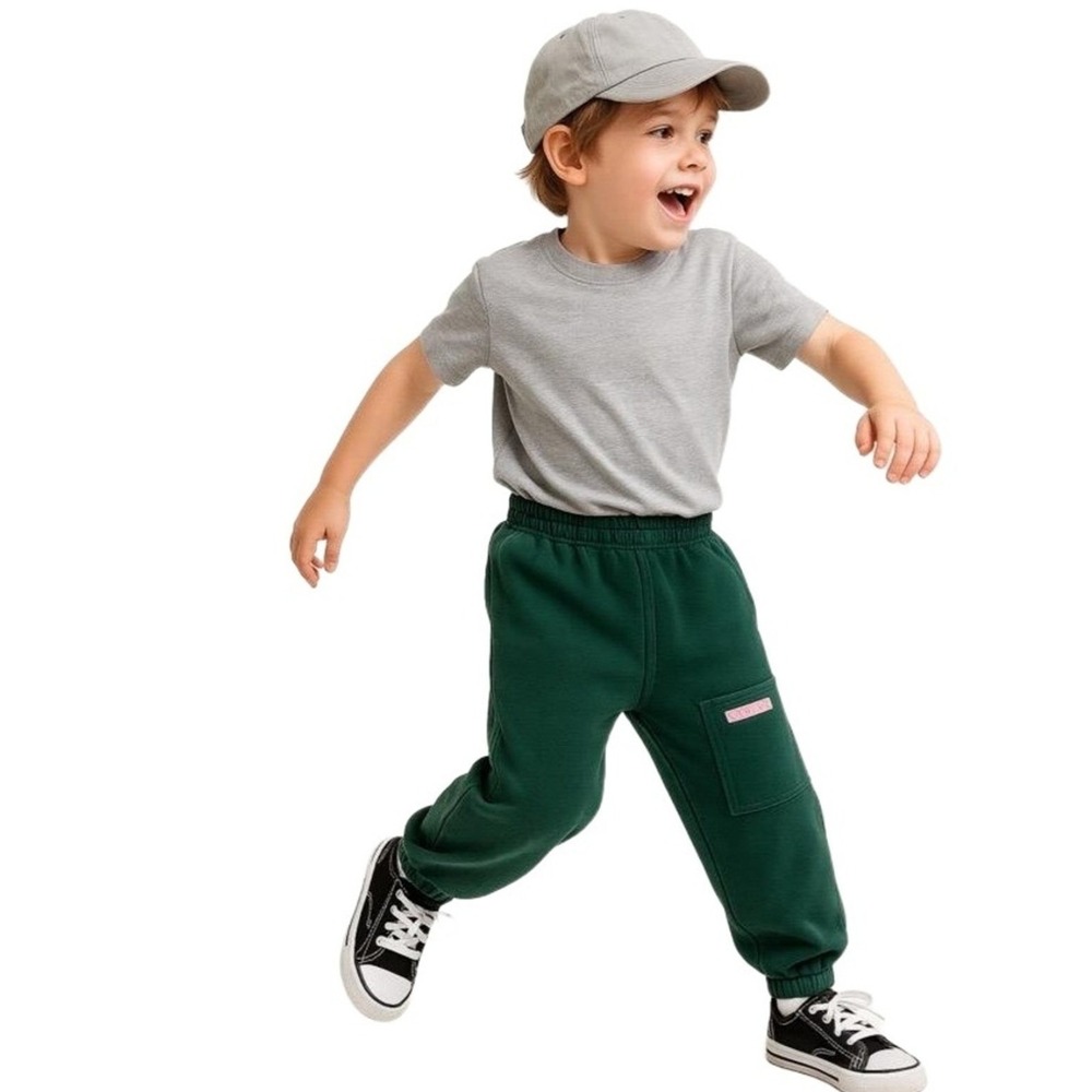 Disney Pants Kids 5 Mickey Co Green Elastic Waistband ‎ Cuffs Pockets Jogger